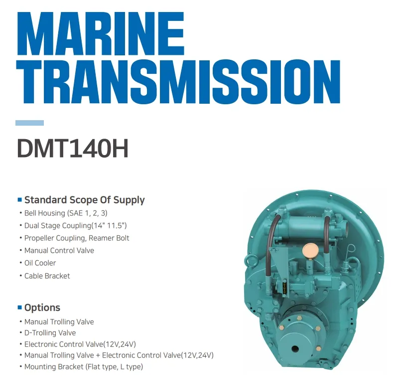 Caja de cambios de transmisión marina coreana Di Marine para caja de cambios Dmt140h de embarcaciones mejoradas