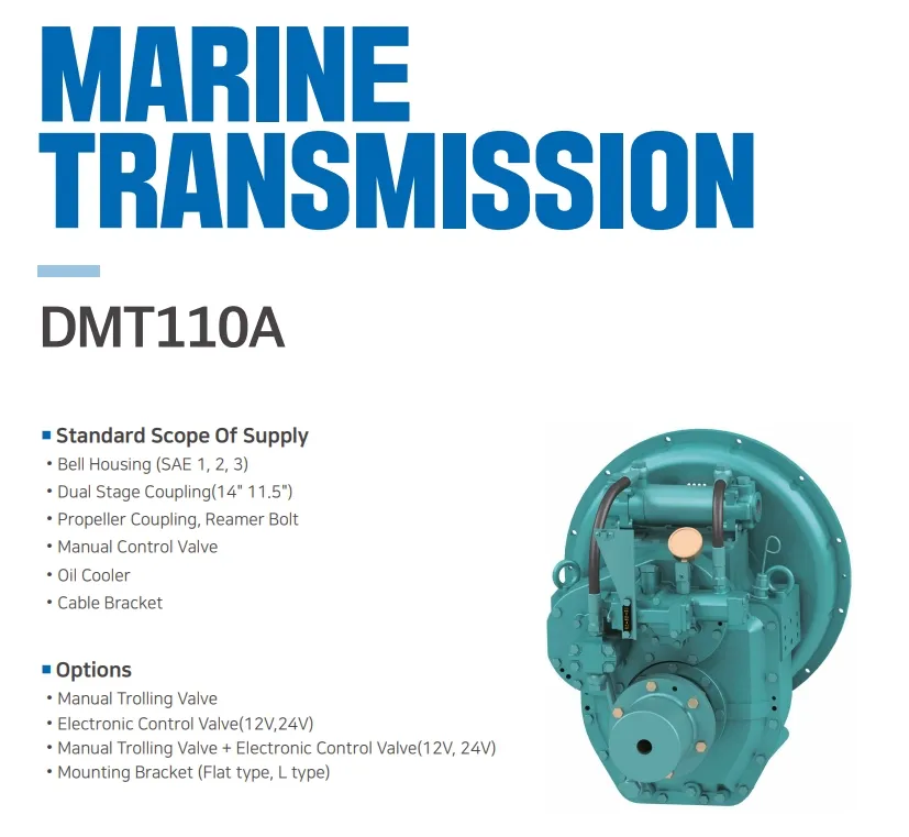 Caja de cambios marina coreana Dmt110A D-I, transmisión marina Sea Gearbox, relación 1.77, 2.09, 2.42, 2.82, 3.19, 3.81