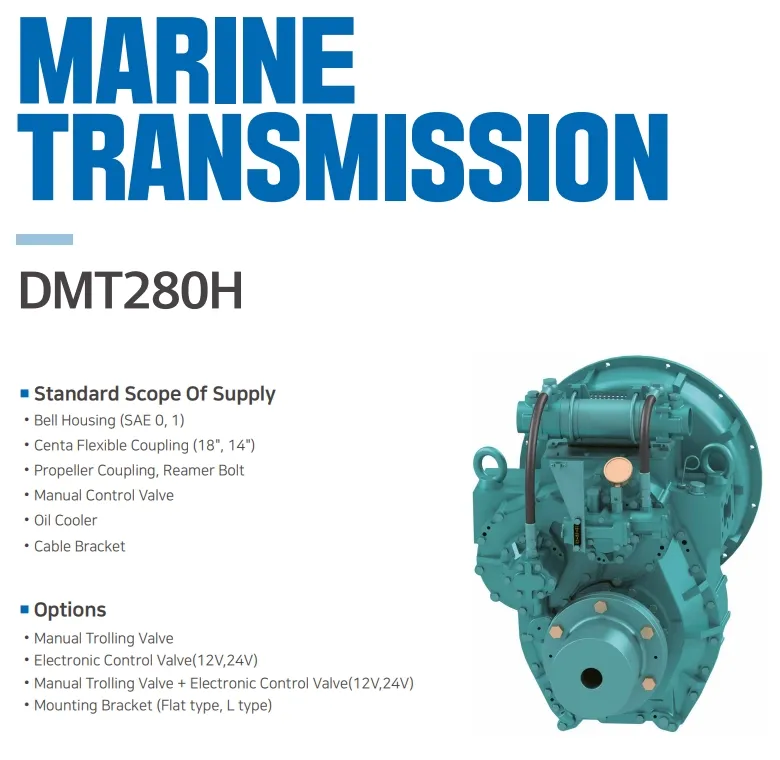 Caja de cambios coreana Dmt280h, caja de cambios marina D-I para embarcaciones, relaciones 2.06/2.5/2.92/3.26